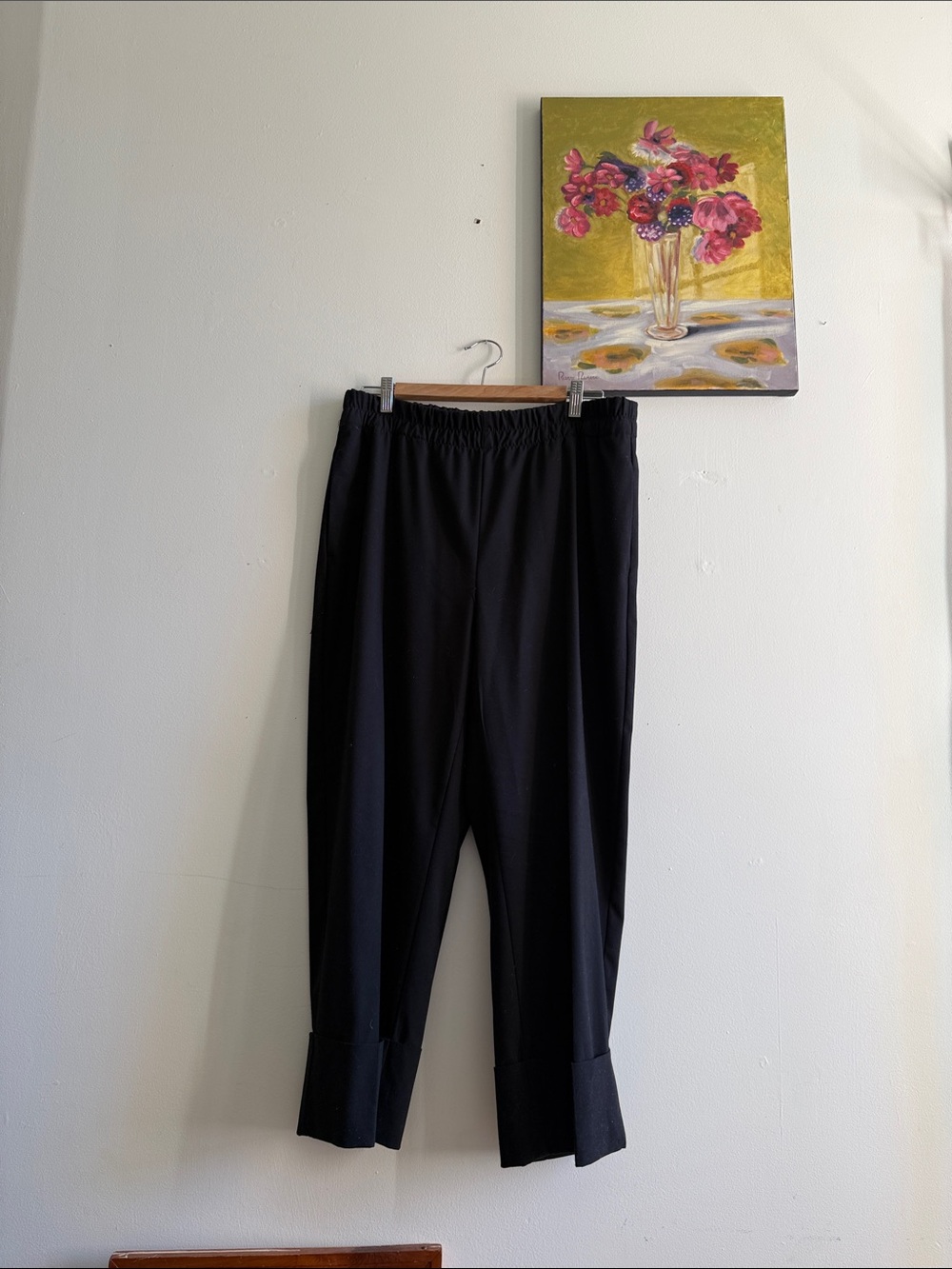 Zara Black Elastic-Waist Trousers